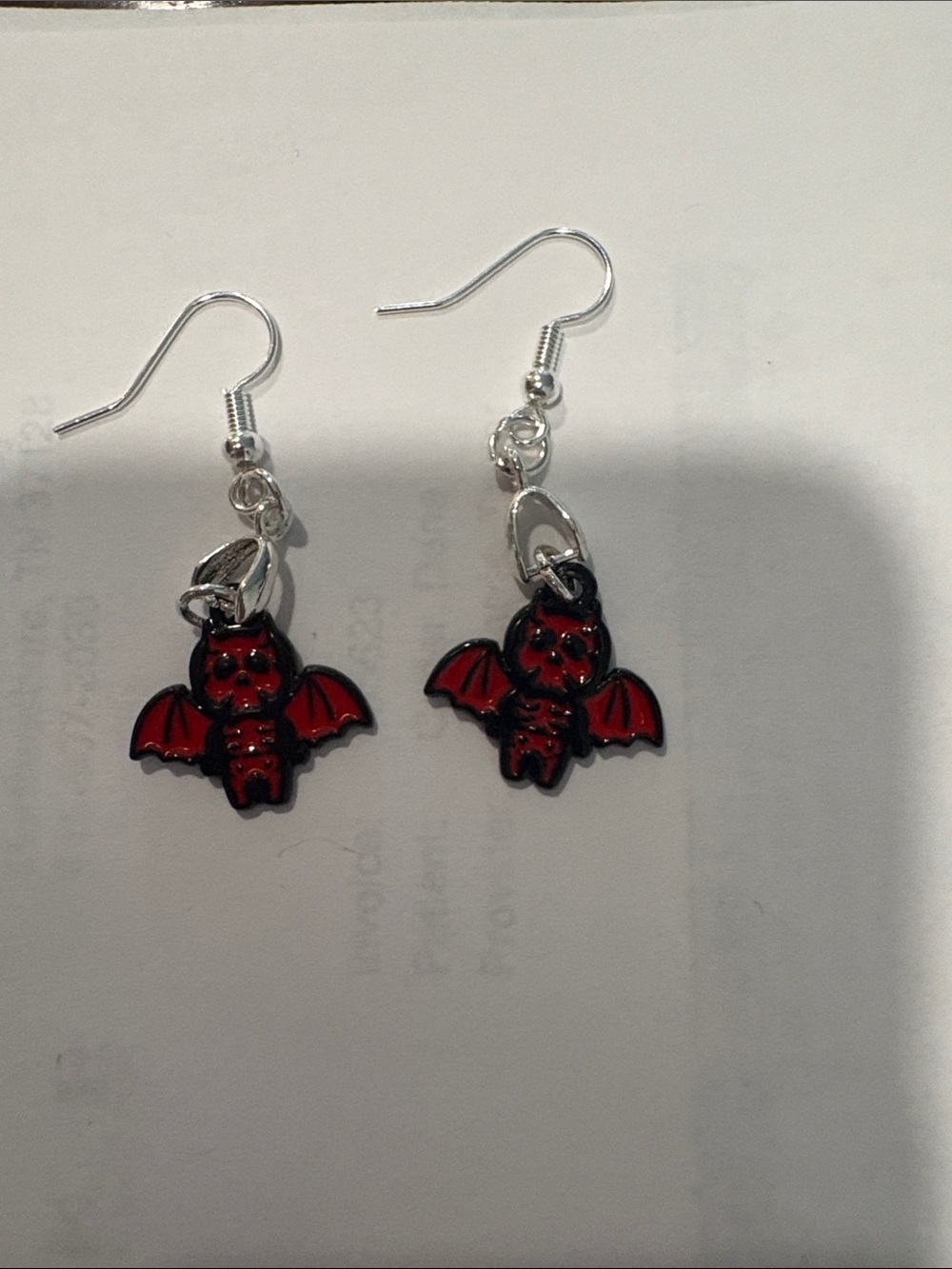 Red Bat Skull Dangle Earrings - Women's Gothic Jewelry -NWOT- 2 pairs for $18